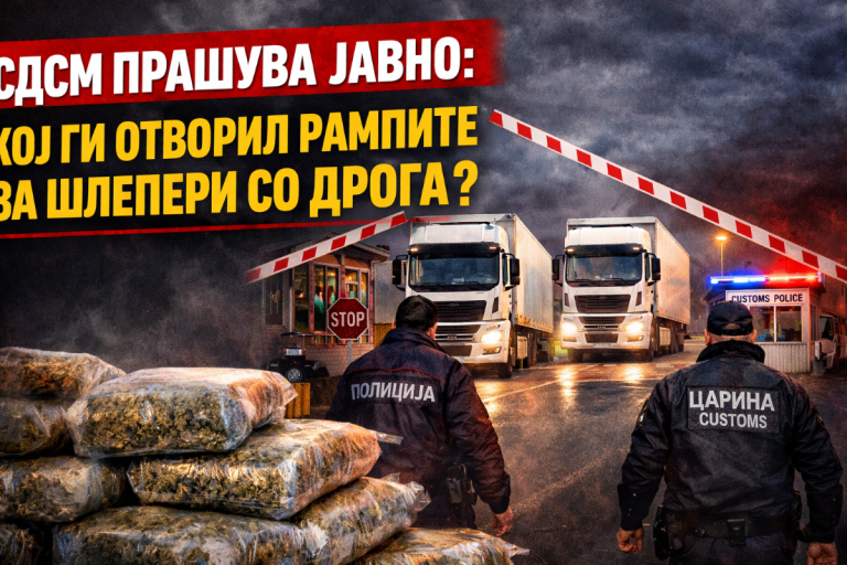 СДСМ ПРАШУВА ЈАВНО: КОЈ ГИ ОТВОРИЛ РАМПИТЕ ЗА ШЛЕПЕРИ СО ДРОГА?