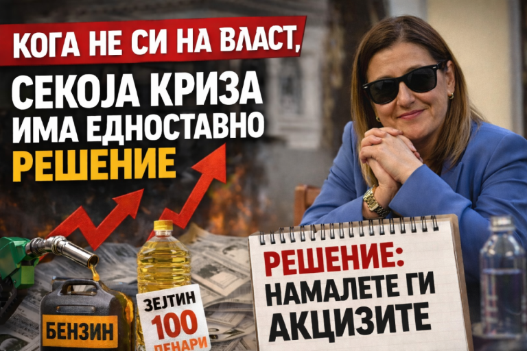 ТРЕНЧЕВСКА: – КОГА НЕ СИ НА ВЛАСТ, СЕКОЈА КРИЗА ИМА ЕДНОСТАВНО РЕШЕНИЕ?
